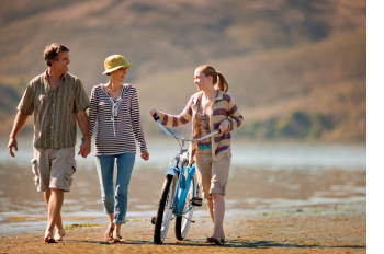 family on beach